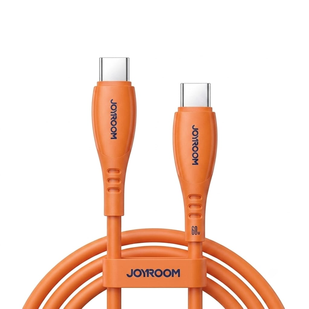 JOYROOM S-A59 Vibrant Series 60W Fast Charging Data Cable (Type-C to Type-C) - WHITE - ORANGE