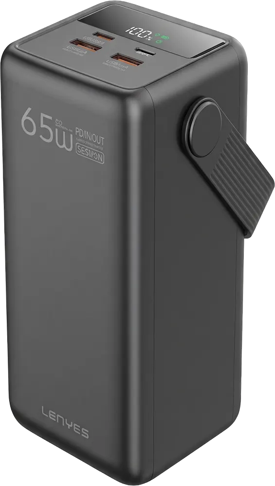 LENYES PX601D 60000mAh Power Bank with 65W Charging and Digital Display - Black