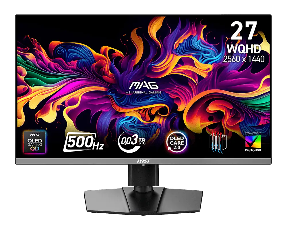 MSI MAG 272QP QD-OLED X50 26.5" WQHD Gaming Monitor – 500Hz, 0.03ms
