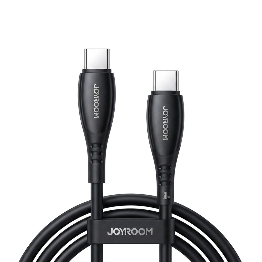 JOYROOM S-A59 Vibrant Series 60W Fast Charging Data Cable (Type-C to Type-C) - WHITE - BLACK
