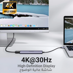 UGREEN 5-in-1 USB-C Multiport Adapter – HDMI 4K@30Hz, 3x USB 3.0, PD, Creamy Purple