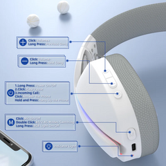 ATTACK SHARK L90 Foldable RGB Ultra-Light Tri-Mode Gaming Headset / White