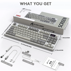 Attack Shark K86 RGB Tri-Mode Retro Grey & Coiled Cable Gaming Keyboard