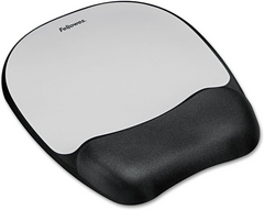 Fellowes Memory Foam Mouse Pad Wrist Rest – Silver