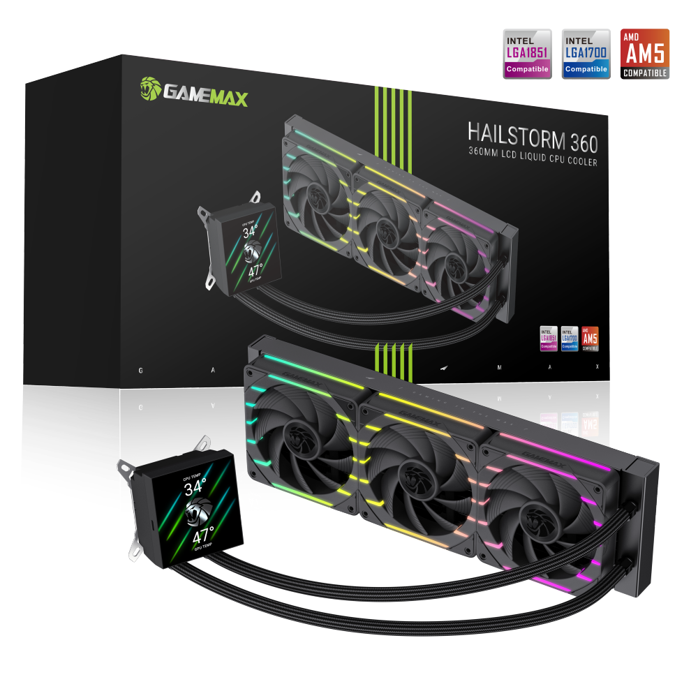 GAMEMAX HAILSTORM 360 LCD BLACK LIQUID COOLING