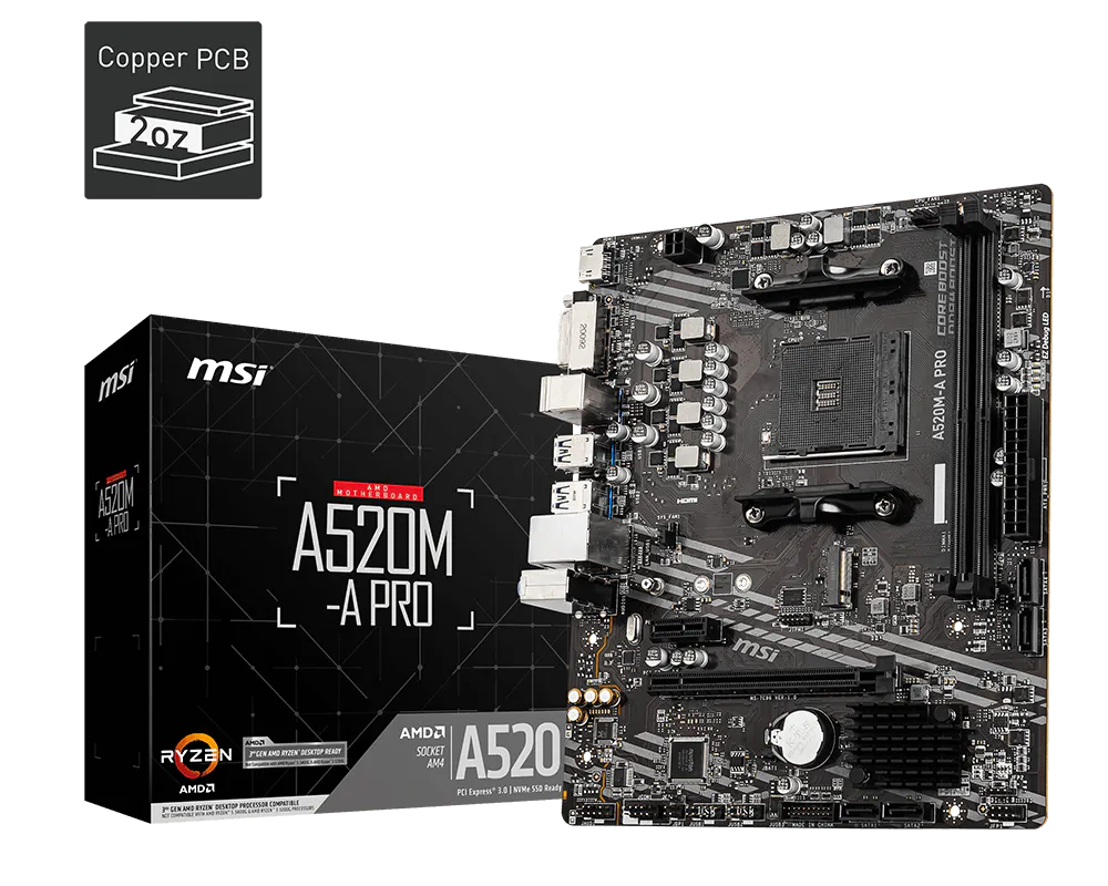 MSI A520-A PRO AMD AM4 MOTHERBOARD