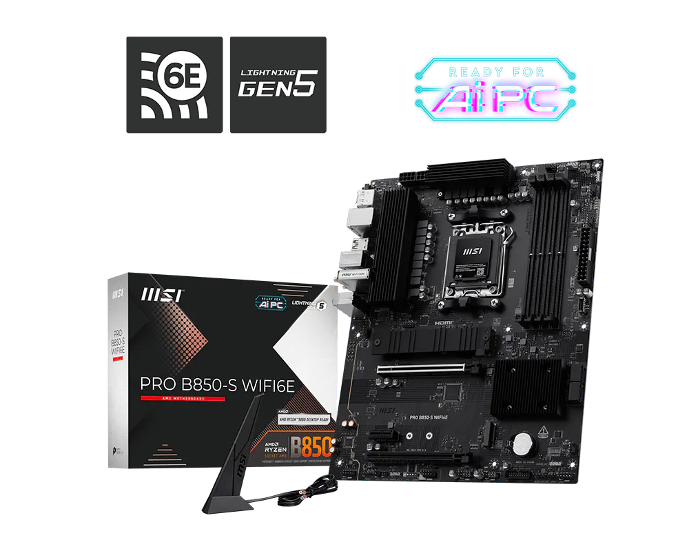 MSI PRO B850-S WiFi 6E AMD AM5 Motherboard – DDR5
