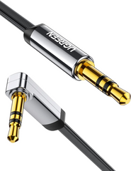 UGREEN AV119 3.5mm Male to 3.5mm Male Straight to angle flat Cable (Black) - 2m