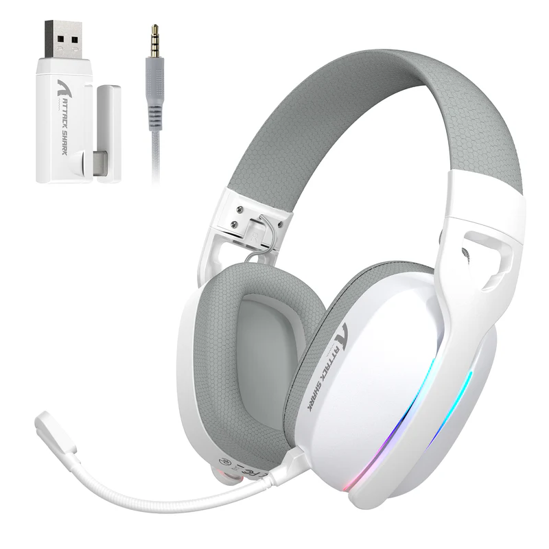 ATTACK SHARK L90 Foldable RGB Ultra-Light Tri-Mode Gaming Headset / White