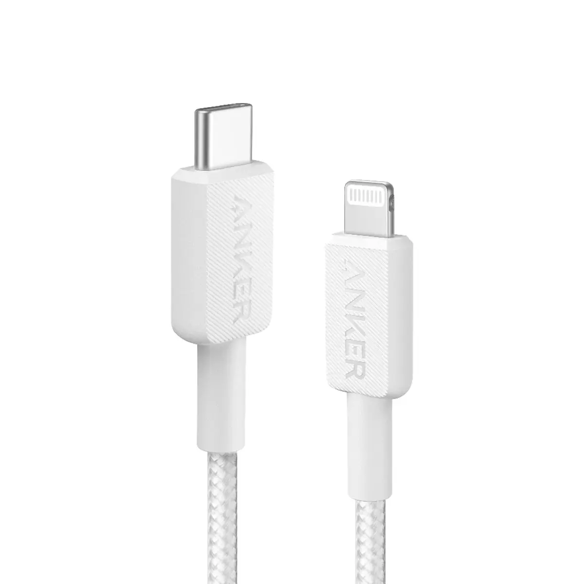 Anker A81B5H21 322 USB-C to Lightning Cable (3ft/0.9m 60W Braided) - White