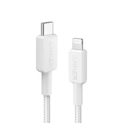 Anker A81B5H21 322 USB-C to Lightning Cable (3ft/0.9m 60W Braided) - White