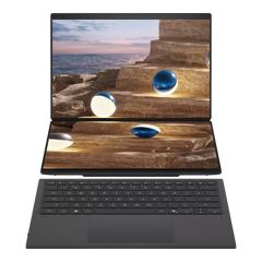ASUS Zenbook Duo (UX8407AA-SN099W) – Intel Core Ultra 9 386H , 32GB LPDDR5X, 2TB , 14" 3K OLED HDR True Black , Touch , Stylus with Wireless Charger, Windows 11 Home - Laptop - Moher Gray