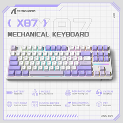 ATTACK SHARK X87 KEY RGB KEYBOARD TRI MODE TWILIGHT PURPLE KEYBOARD