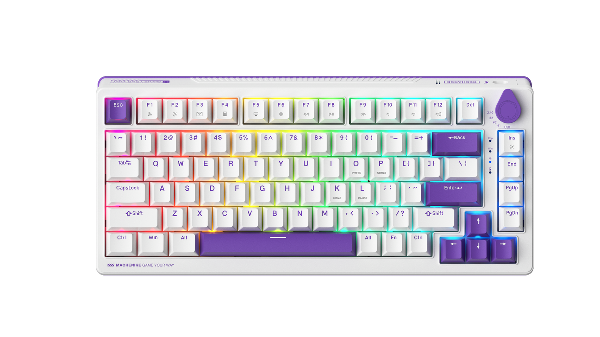 Machenike K600T-B82 Tri-mode RGB GR Silver Switch - White