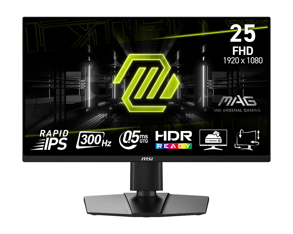 MSI MAG 255PXF 24.5" FHD Rapid IPS Gaming Monitor – 300Hz, 0.5ms, Adjustable Stand