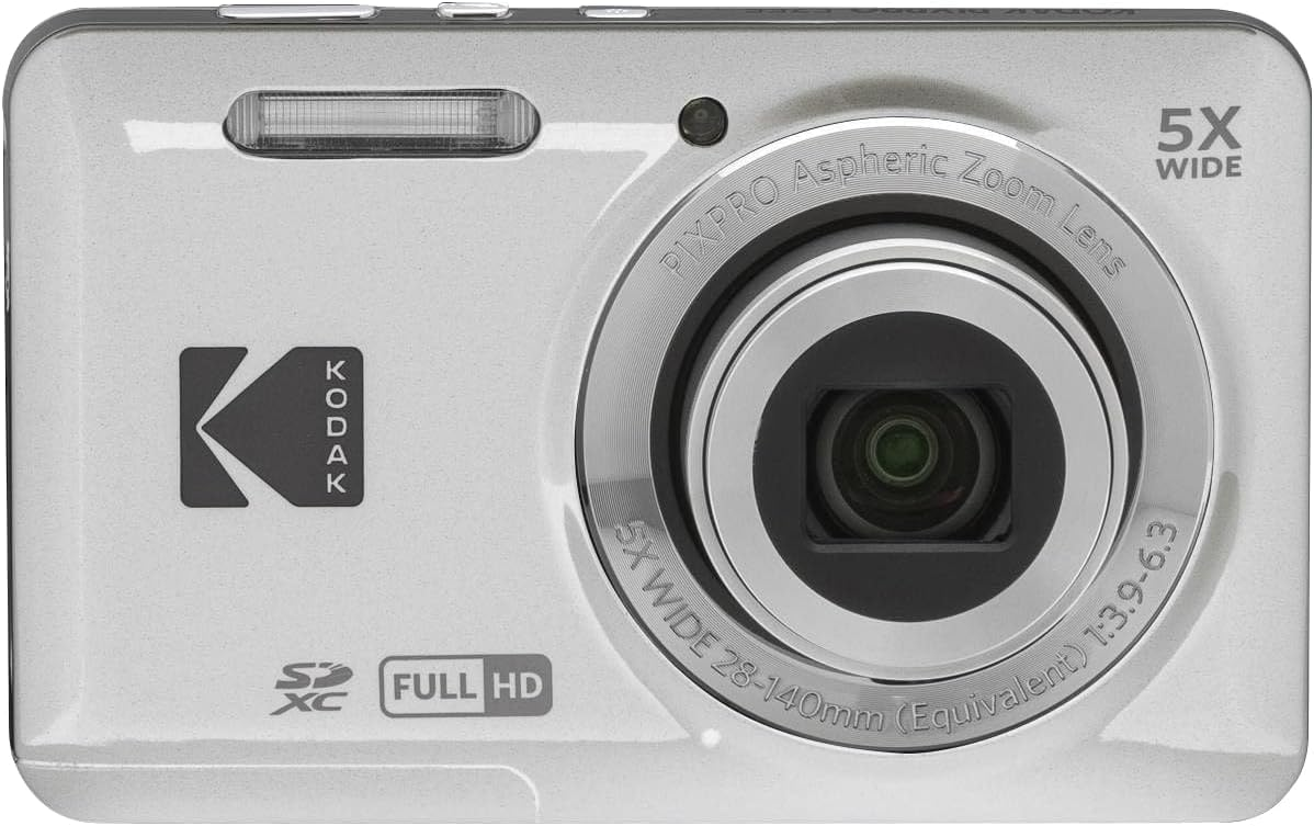 Kodak FZ55 Compact Digital Camera – 5x Optical Zoom, 16MP CMOS, Silver