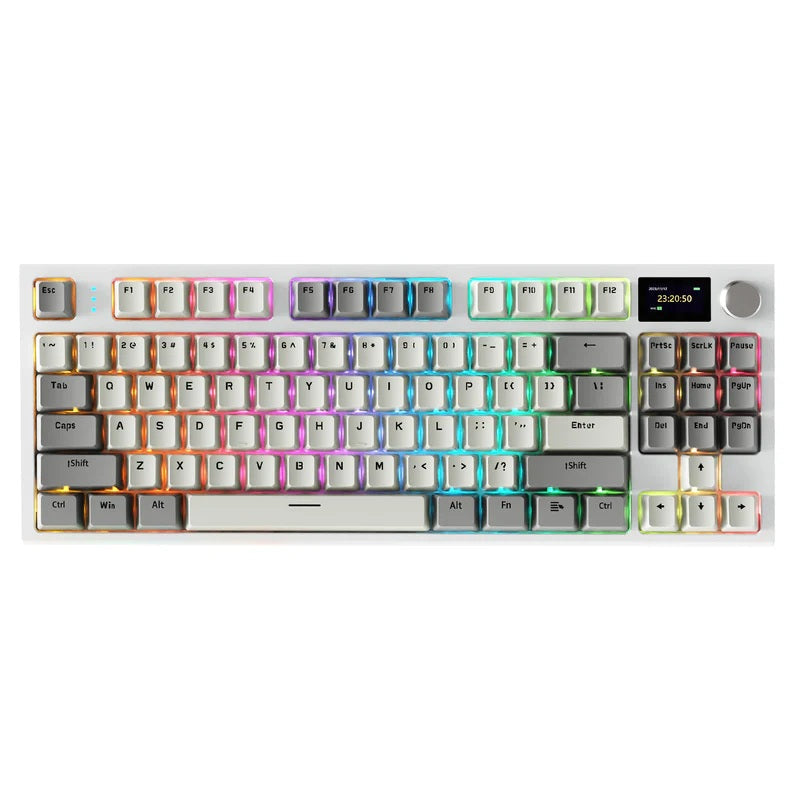 Attack Shark K86 RGB Tri-Mode Retro Grey & Coiled Cable Gaming Keyboard
