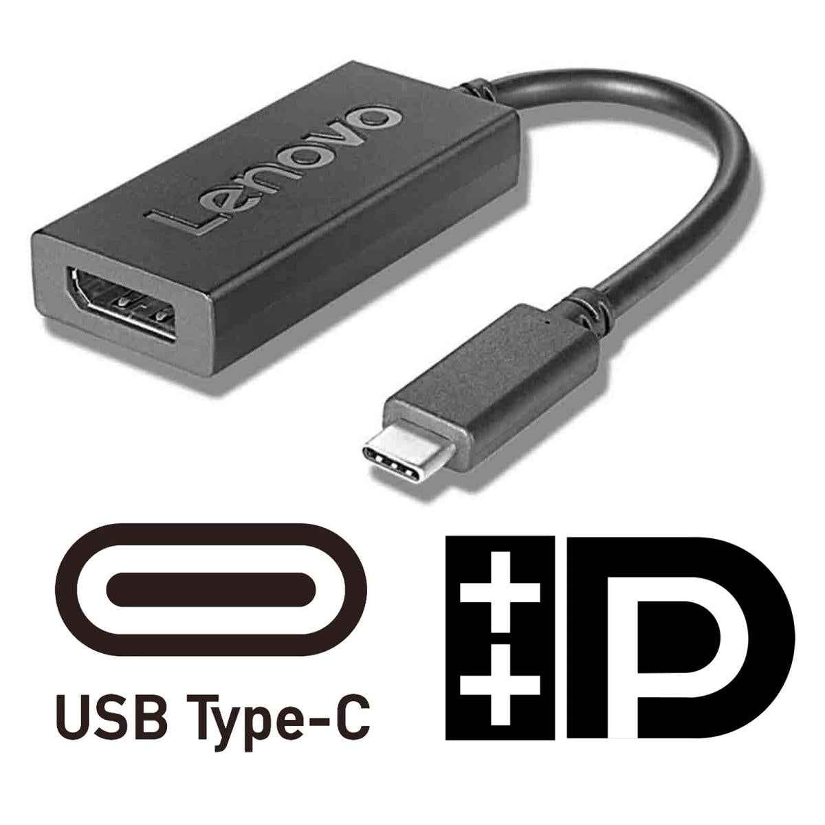 Lenovo Usb C Male To Displayport Female Adapter 200mm Support 4k Black