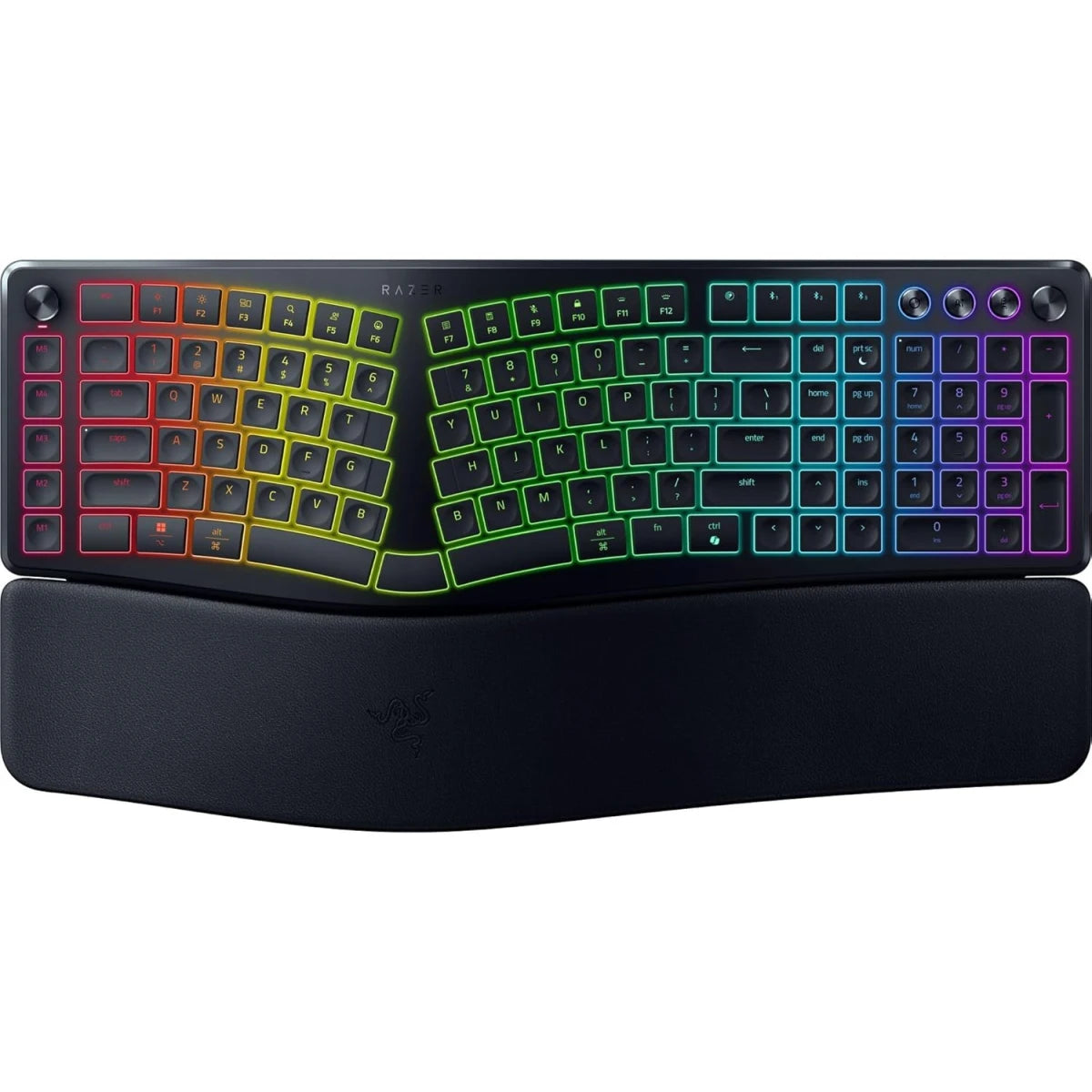 Razer Pro Type Ergo Wireless Split Ergonomic RGB Keyboard – Adjustable Tilt, Wrist Rest, Natural Typing, Multi Device Connectivity (2.4 GHz, Bluetooth, USB Type C), Windows/Mac Compatible – Black