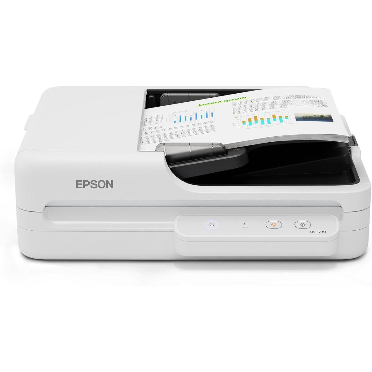 Epson DS-1730 Flatbed Color Duplex Document Scanner, A4 Scanner With 60 Sheet ADF, 30ppm Scan Speed, 60ipm Duplex Scanning, OCR Support