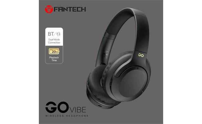 FANTECH WH05A GO VIBE ANC WIRELESS HEADSET - WHITE, Multi Device Connection, Active Noise Cancelling, 35 Hours Play Back time-Black