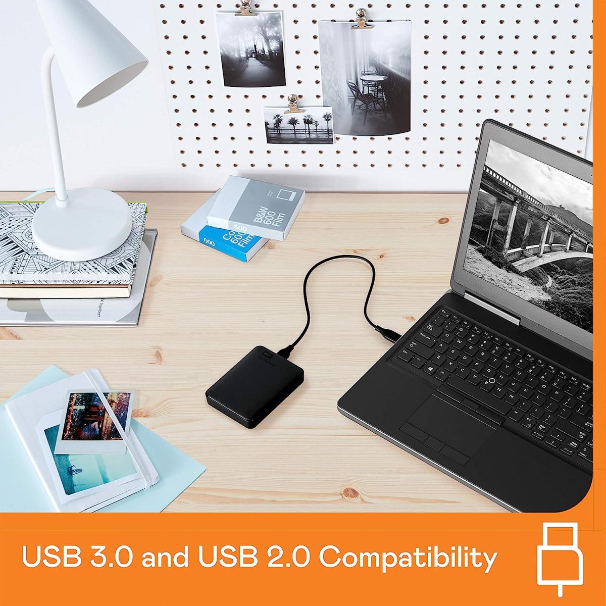 WD USB 3.0 portable external hard drive for data storage