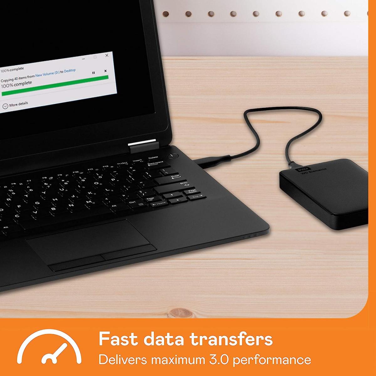 WD USB 3.0 portable external hard drive for data storage