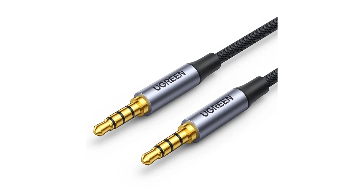 UGREEN AV183 3.5mm Aux Audio Cable (1m) – Premium Nylon Braided | Hi-Fi Sound | Gray | 10648