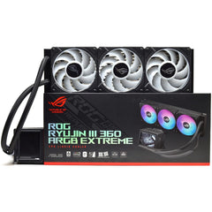 Asus Rog Ryuyjin Iii 360 Argb Extreme All In One Aio Cpu Liquid Cooler For Amd Ryzen & Intel , Asetek Gen8 V2 Pump; High Airflow & Static Pressure Magnetic Fans , Black