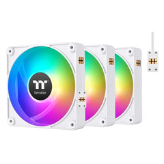 Thermaltake CT140 EX ARGB Sync PC Cooling Fan White (3-Fan Pack), Magnetic Connection, 5V Motherboard Sync, 16.8 Million Colors 9 Addressable LEDs, 140 mm Case/Radiator Fan