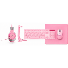 Fantech P51 5-in-1 Gaming Combo Set with Keyboard, Mouse, Headset, Mousepad & Headset Stand - Pink