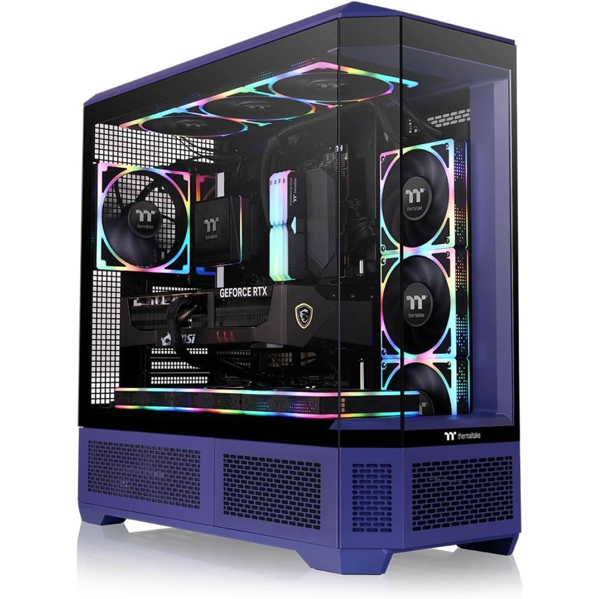 Thermaltake View 600 TG Full Tower 420mm Radiator Support Hidden Connector Support; Rotatable PCIe Slots, Future Dusk + Thermaltake 6.0" LCD Panel Kit Future Dusk