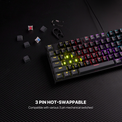Fantech Atom Tkl Mk876v2 Double Injection Keycaps Mechanical Keyboard