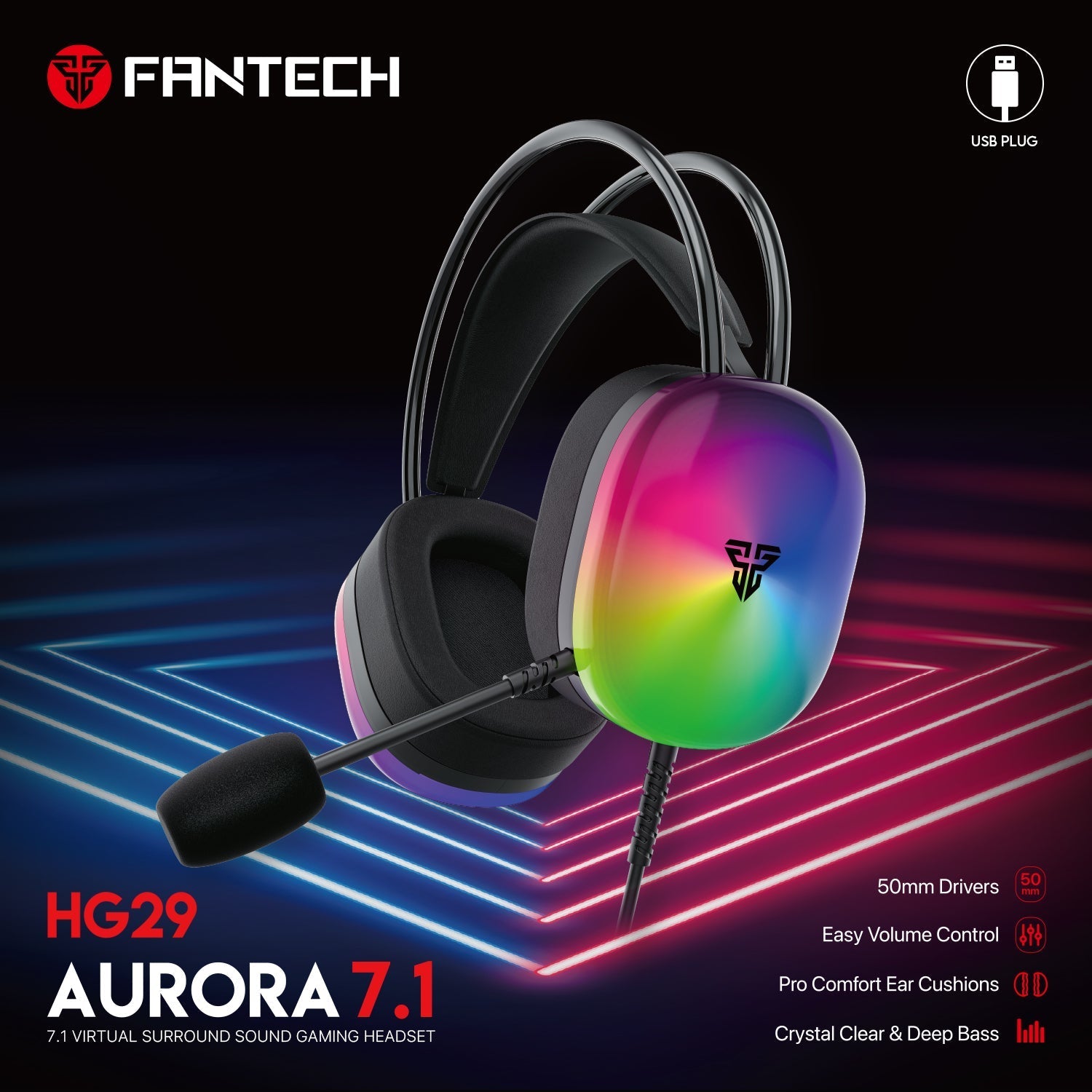 Fantech Aurora Hg29 7.1 Virtual Surround Sound Gaming Headset Rgb Fantech Aurora Hg29 7.1 Virtual Surround Sound Gaming Headset Rgb
