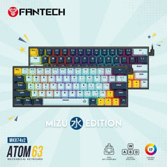 Fantech Mk874 V2 Atom 63 Hot Swappable Mechanical Keyboard Sky Blue