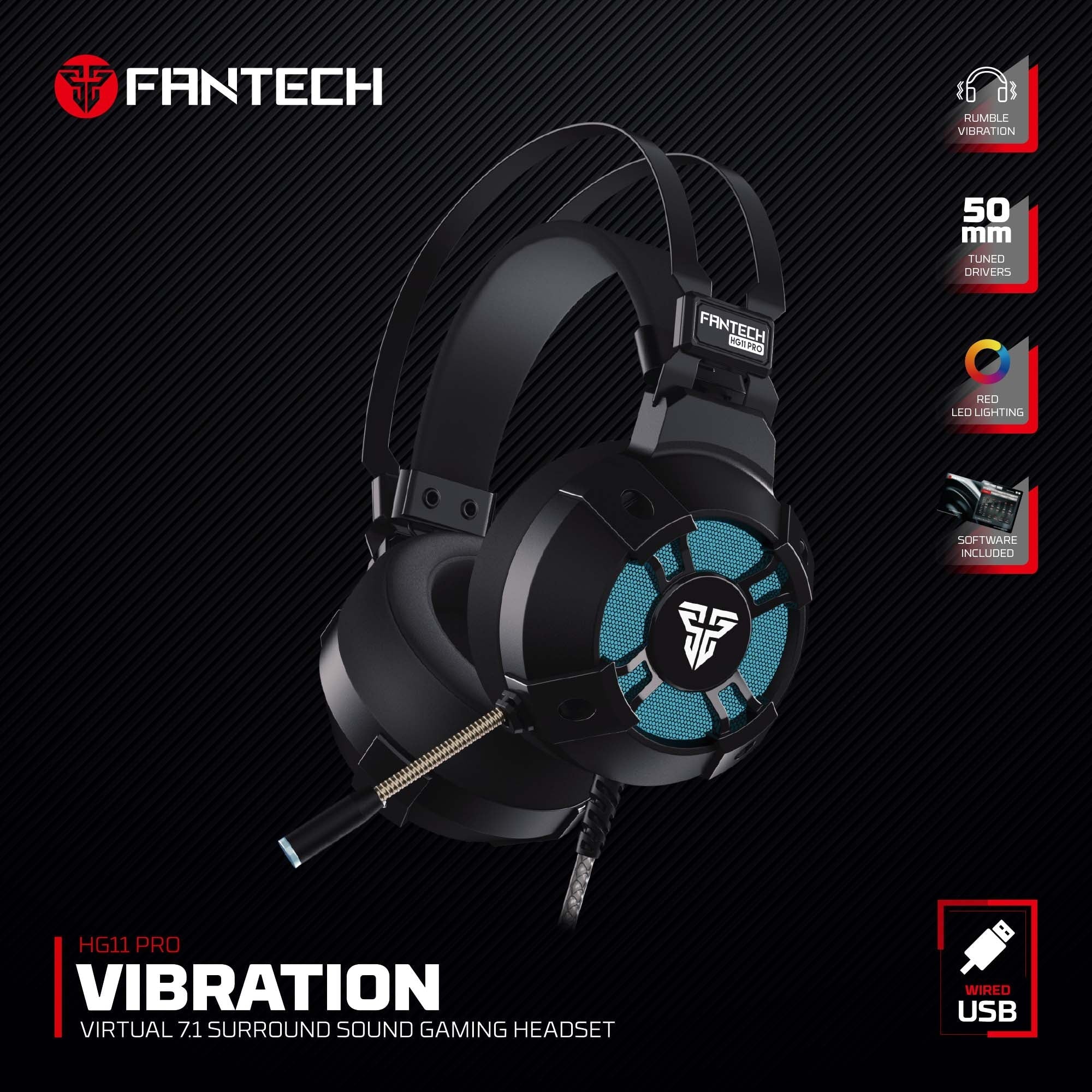 Fantech Vibration Hg11 Pro 7.1 Space Edition Gaming Headset Fantech Vibration Hg11 Pro 7.1 Space Edition Gaming Headset