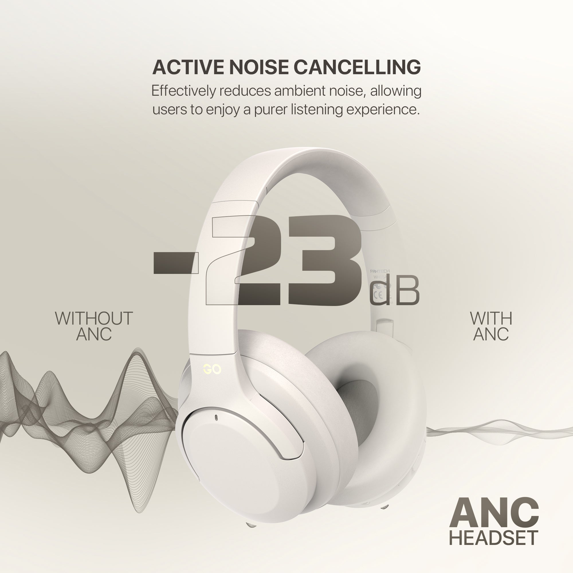 Fantech WH05A Go Vibe Anc Wireless Headset Baige