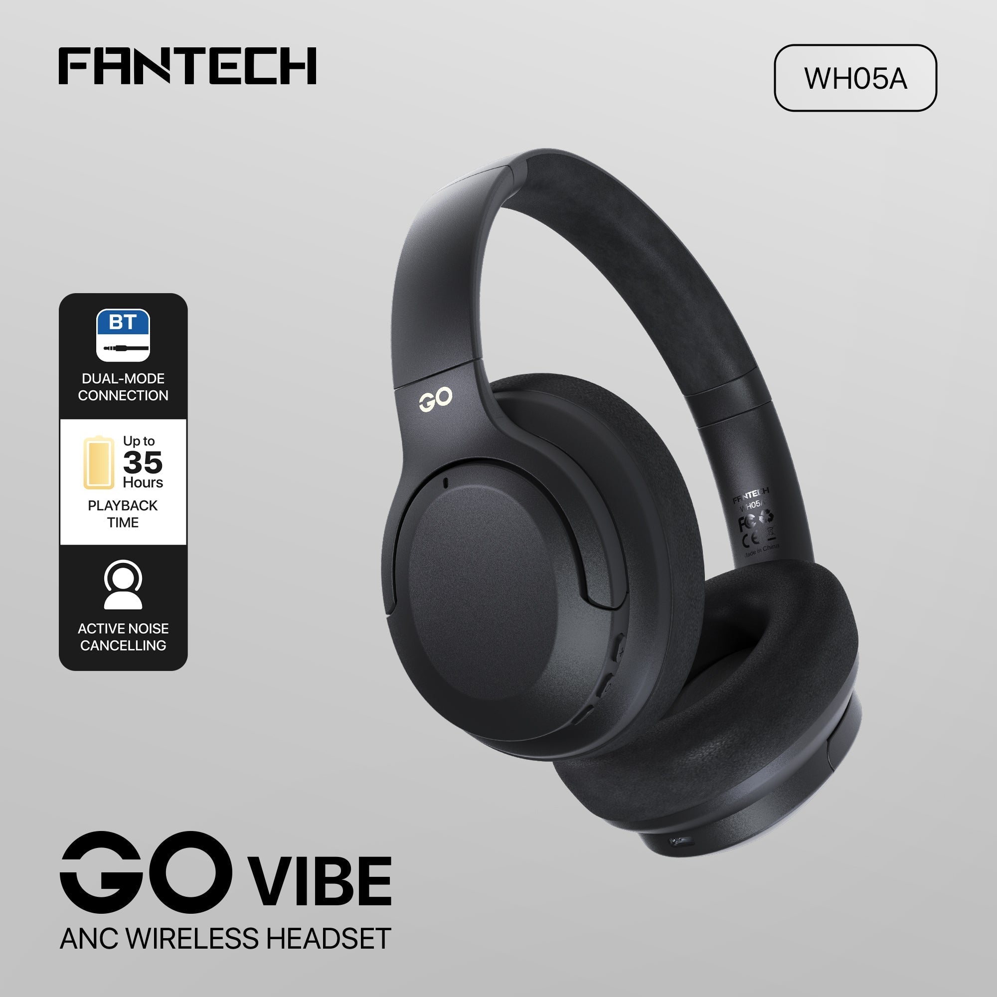 Fantech Wh05a Go Vibe Anc Wireless Headset Black Fantech Wh05a Go Vibe Anc Wireless Headset Black