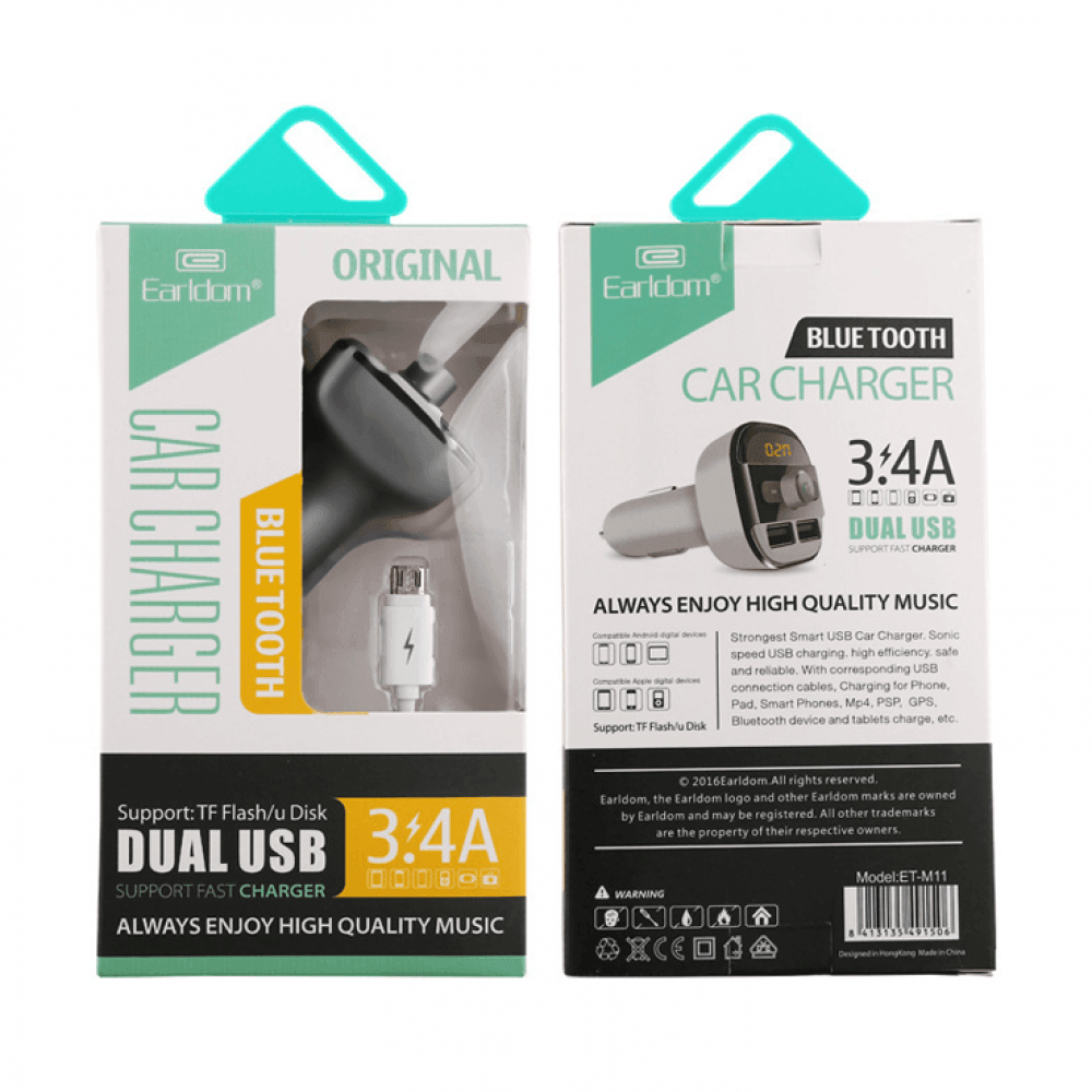 Earldom Fm Transmitter, Earldom, M11, Bluetooth, USB, 3.4a, car accessories