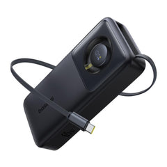 Baseus Free2pull 20000mah Power Bank With Built In Retraable Type C Cable For Laptop 65w Fast Charging, Digital Display Black