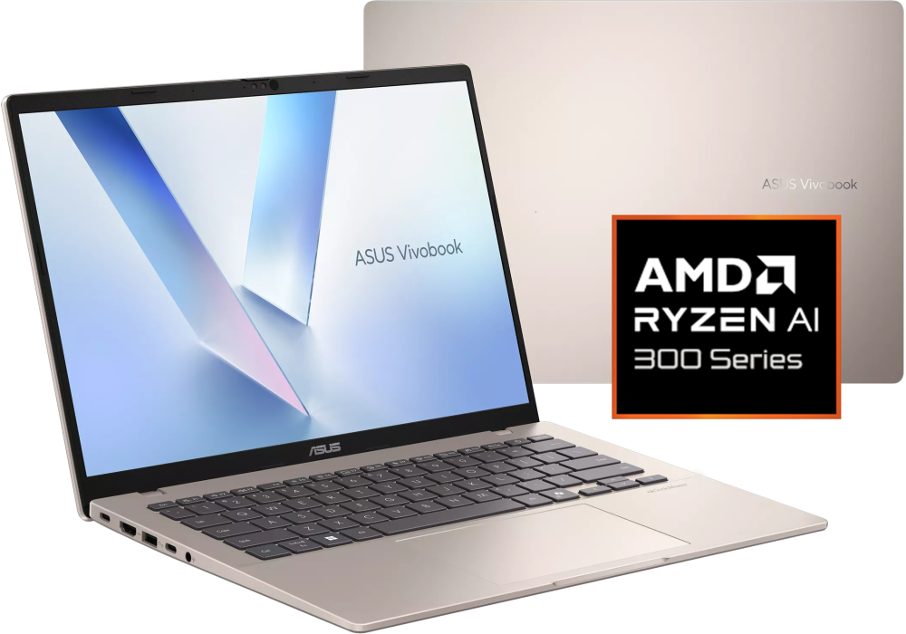 ASUS Vivobook 14 – AMD Ryzen AI 5 330 + Radeon Graphics, 16GB DDR5, 512GB PCIe 4.0 SSD, 14" FHD+ IPS Anti‑Glare, Wi‑Fi 6, Copilot Key, MIL‑STD 810H, Windows 11 Home - Platinum Gold