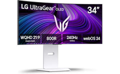 LG 34GX90SA UltraGear™ Smart 34” OLED Curved 800R 2K HDR10 240Hz 0.03ms True Black 400 webOS24 AI Picture & Sound G-SYNC Compatible HDMI 2.1 & USB C Adjustable Stand - White