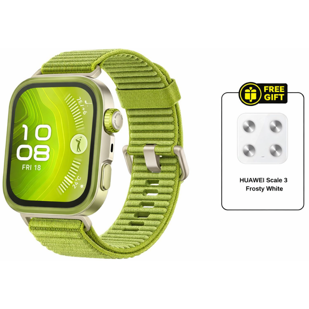 HUAWEI WATCH FIT 4 Pro Smart Watch, 1.82" Display, Sapphire Glass, GPS for Pro-Level Outdoor Sports, ECG, up to 10Day Battery Life, iOS & Android, Green + FREE HUAWEI Scale