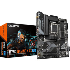 Gigabyte B760 Gaming X AX Rev1.0 LGA 1700 ATX Motherboard, Intel B760 Chipset, 4 x DDR5 DIMM, Up to 192 GB Support, 2.5GbE LAN, 802.11ax Wireless, PCIe 4.0x16, HDMI / Displayport