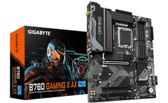 Gigabyte B760 Gaming X AX Rev1.0 LGA 1700 ATX Motherboard, Intel B760 Chipset, 4 x DDR5 DIMM, Up to 192 GB Support, 2.5GbE LAN, 802.11ax Wireless, PCIe 4.0x16, HDMI / Displayport