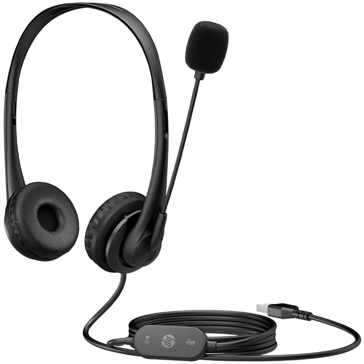 Hp Stereo Usb G2 Noise Cancelling Mic With Vegan Leather Earcups, Flexible 3.5mm Audio Jack, Laptop/pc/office/home Use, In Line Volume Control