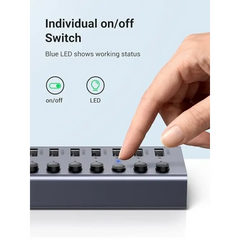 UGREEN Powered USB 3.0 Hub 7-Port with 4 Smart Charging Ports & Individual On/Off Switches
