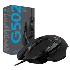 Logitech G502 Hero Wired Hero Sensor 25,600 Dpi Rgb Adjustable Weights 11 Programmable Buttons On Board Memory For Pc & Mac , Black