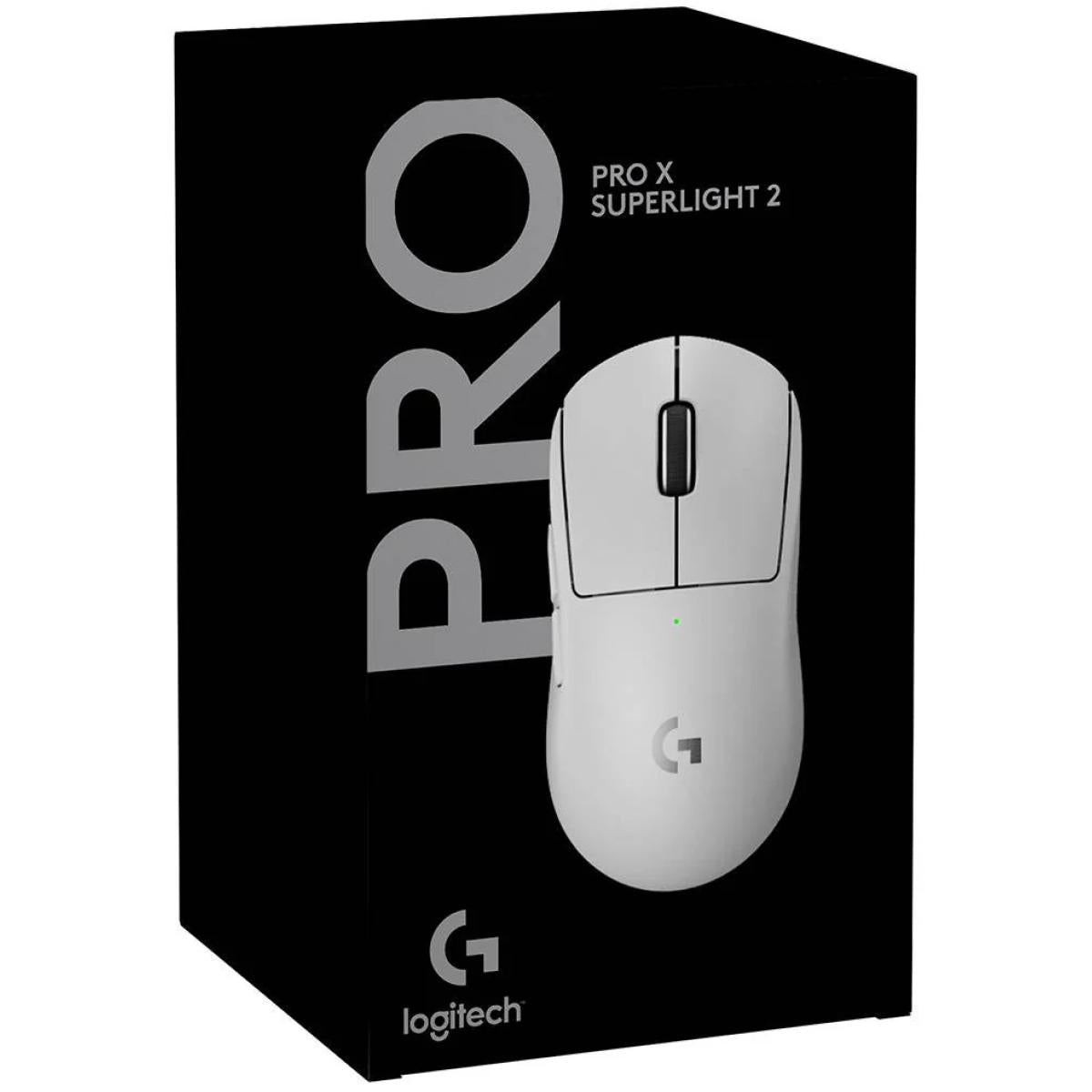 Logitech G PRO X SUPERLIGHT 2 LIGHTSPEED Wireless 4K Polling Lightweight LIGHTFORCE Hybrid Switches HERO 2 Sensor 32,000 DPI USB-C Charging, PC & Mac - White