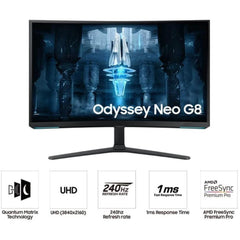 SAMSUNG 32" Odyssey Neo G8 4K UHD 240Hz 1ms G-Sync Curved HDR 2000 G-Sync Compatible Adjustable Stand